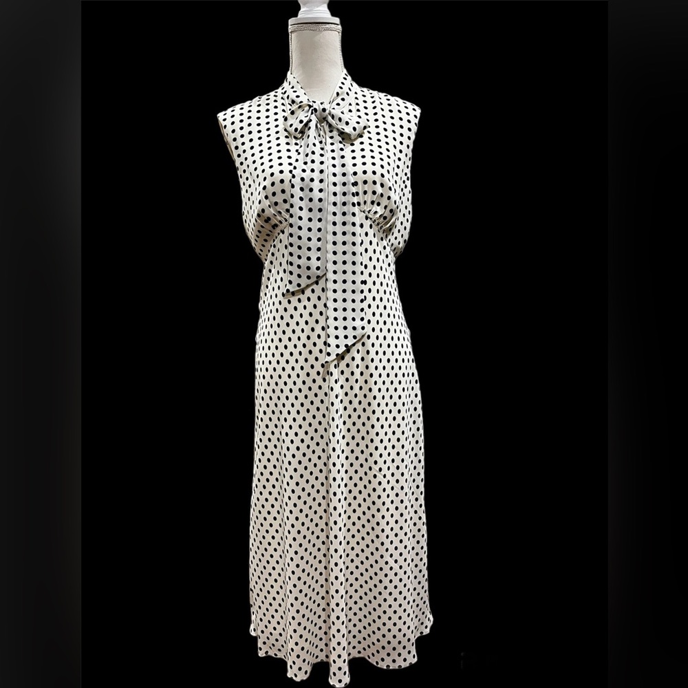 Lauren Ralph Lauren Black and White Polka Dot Midi Dress